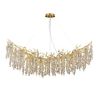 Люстра подвесная Salice 3134/01 SP-14 Divinare янтарная прозрачная на 14 ламп, основание золотое в стиле флористика современный ветви Люстра подвесная Salice 3134/01 SP-14 Divinare янтарная прозрачная на 14 ламп, основание золотое в стиле флористика современный ветви